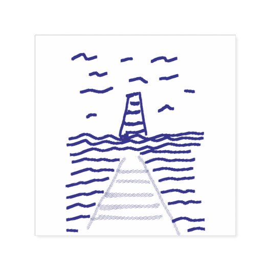 213.灯台と桟橋 セルフインキングスタンプ (デザイン)