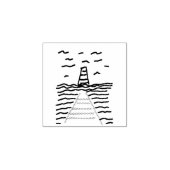 213.灯台と桟橋 ラバースタンプ (インプリント)