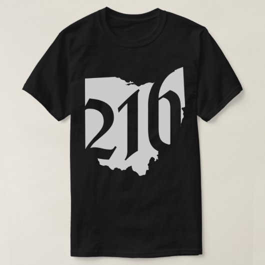 216はオハイオ州クリーブランドを代表する Tシャツ (デザイン正面)