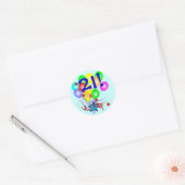21!または任意の年齢誕生日バルーンの周りのシール ラウンドシール (封筒)