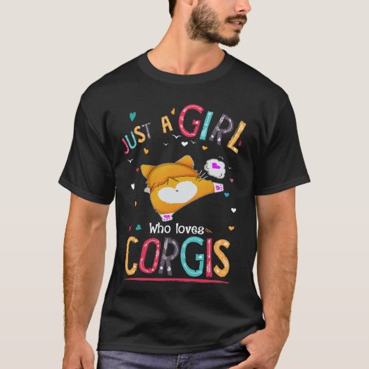 21 コーギーが大好きな女の子 Tシャツ (正面)