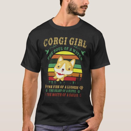 21 コーギー 魔女の魂を持つコーギー Tシャツ (正面)