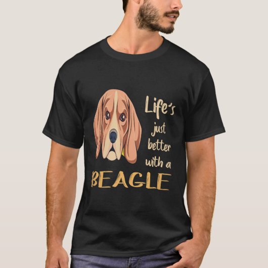 21 ビーグルがいると人生がもっと楽しくなる Tシャツ (正面)