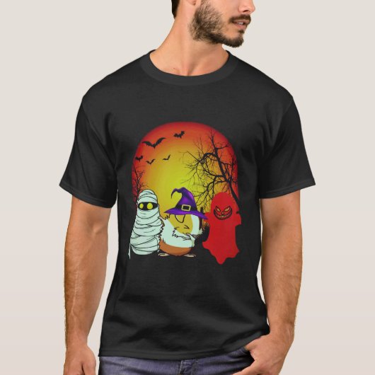 21 モルモット ハロウィン パンプキン Tシャツ (正面)