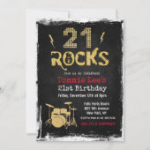 21 ロックス ロックスター ギター 21歳の誕生日 招待状 (正面)