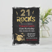 21 ロックス ロックスター ギター 21歳の誕生日 招待状 (スタンド正面)