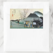 21.丸子宿、広重丸子宿、広重、浮世絵 長方形シール (バッグ)