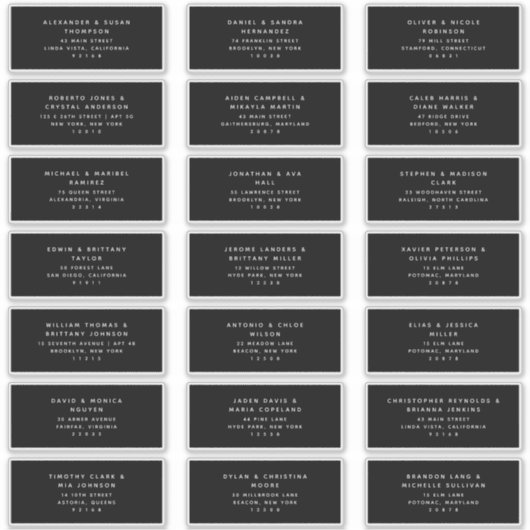 21 現代のモノクロ ゲスト住所ラベル シール (正面)