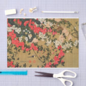 21.薔薇小禽図、若冲バラ及び小鳥若冲 薄葉紙 (クラフト)