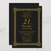 21，誕生日パーティ，ガストビースタイル，ブラック金ゴールドv3a 招待状 (正面/裏面)