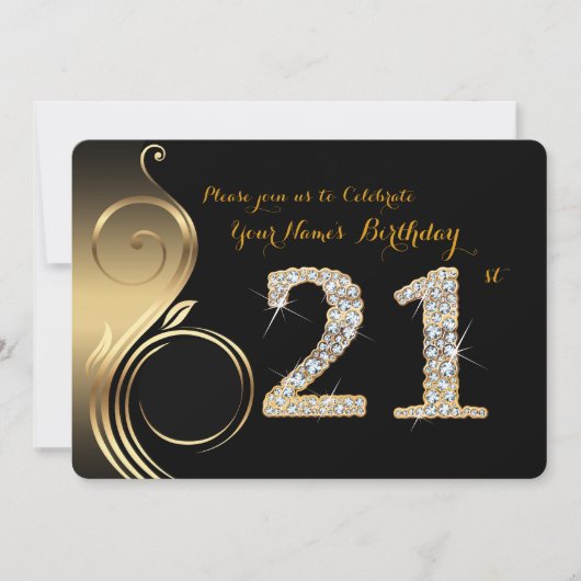 21,誕生日招待状，数字，写真 招待状 (正面)