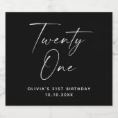 21.黒文字モダン21歳の誕生日 スパークリングワインラベル (シングルラベル)