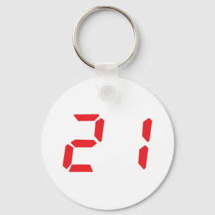 21 21の赤の目覚し時計デジタル数 キーホルダー