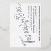 21 21歳の誕生日パーティーシルバー（白） 箔招待状 (正面)