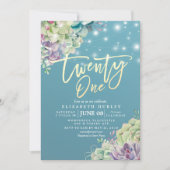 21 21誕生日パーティー水の色は多肉汁 招待状 (正面)