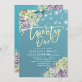 21 21誕生日パーティー水の色は多肉汁 招待状 (正面/裏面)