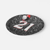21 Birthday Balloons on Blackグリッター ペーパープレート (アングル)