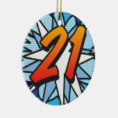 21 Birthday Fun Retro Comic Book セラミックオーナメント (右)