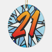 21 Birthday Fun Retro Comic Book セラミックオーナメント (左)
