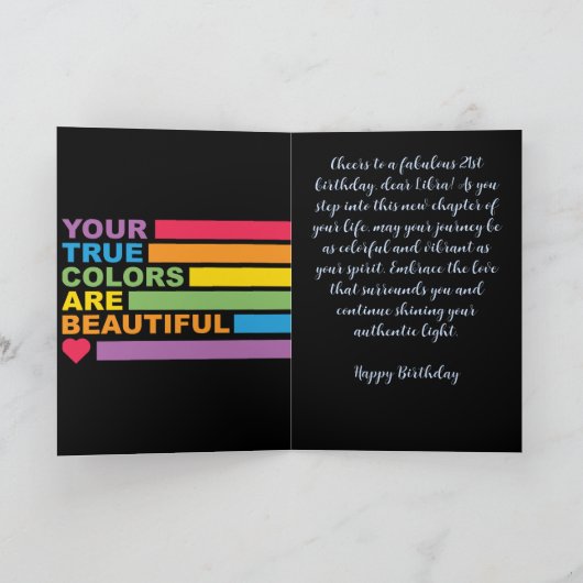 🌈21 & FabulousゲイLibra誕生日カード🎉 カード (内部)