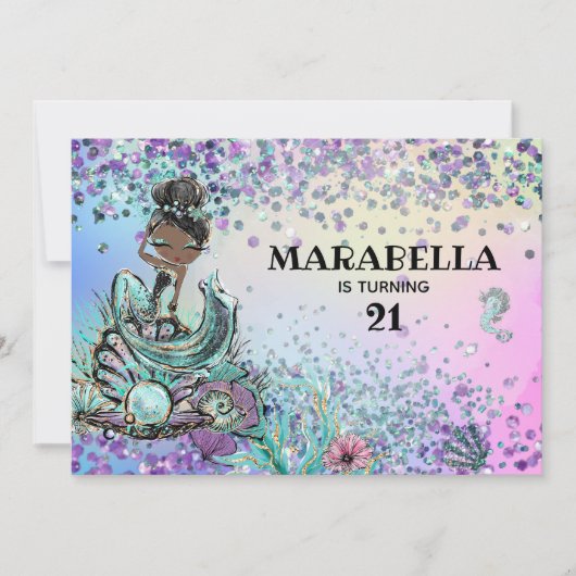 *~* 21 GLAMレインボーマーメイド誕生日パーティー 招待状 (正面)