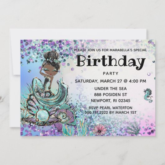 *~* 21 GLAMレインボーマーメイド誕生日パーティー 招待状 (裏面)
