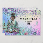 *~* 21 GLAMレインボーマーメイド誕生日パーティー 招待状 (正面/裏面)