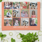 21 Photo Collage – グリッドと追加文字 – サンゴ キッチンタオル (折り畳み)