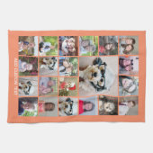 21 Photo Collage – グリッドと追加文字 – サンゴ キッチンタオル (横)