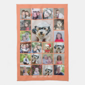 21 Photo Collage – グリッドと追加文字 – サンゴ キッチンタオル (縦)