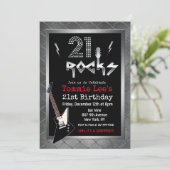 21 Rocks ロックスター ギター バースデー インビテーション (スタンド正面)