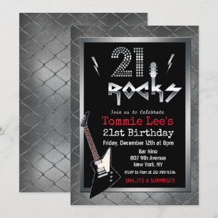 21 Rocks ロックスター ギター バースデー インビテーション