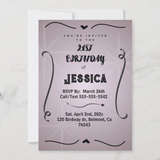 21 st Birthday Personalized Digital 招待状 (正面)