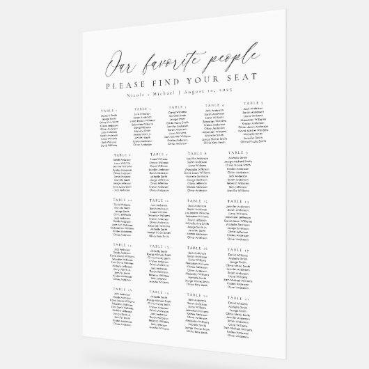 21 Tables Favorite People Acrylic Seating Chart アクリルサイン (傾斜)