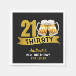 21 & THIRSTY-21歳の誕生日パーティーの招待状 スタンダードカクテルナプキン