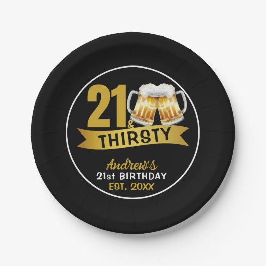 21 & THIRSTY-21歳の誕生日 ペーパープレート (正面)