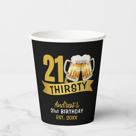 21 & THIRSTY-21歳の誕生日  紙コップ (正面)