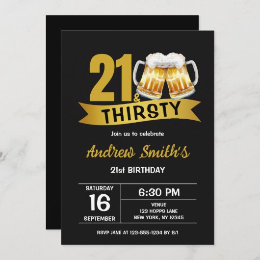 21 & THIRSTY-21ST BIRTHDAY INVITATION 招待状 (正面/裏面)