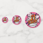 21 TODAY誕生日おもしろいレトロ漫画ブックピンク コンフェッティ (正面)