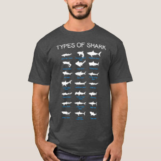 21 Types of Sharks Marine lovers sea biology  Tシャツ