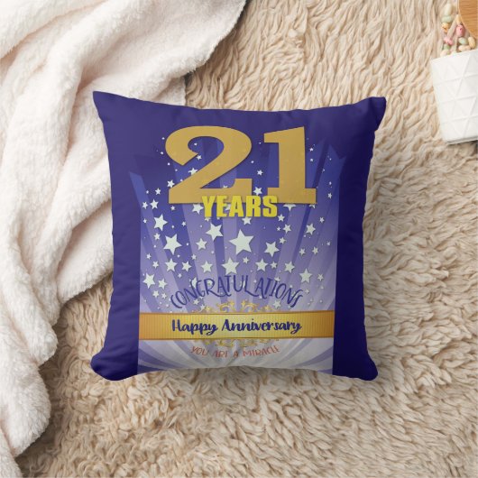 21 Year CUSTOM NAME 12 Step Anniversary Big Number クッション (ブランケット)