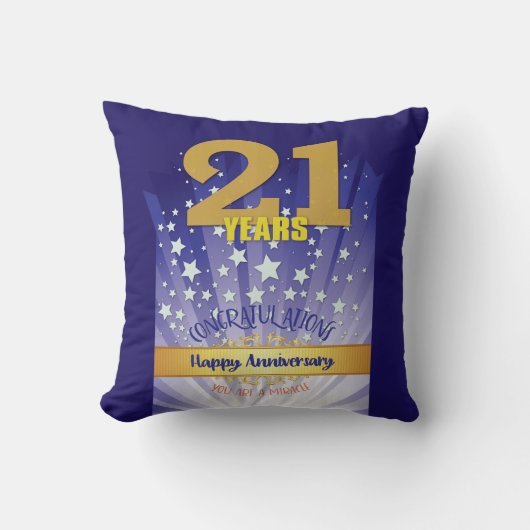 21 Year CUSTOM NAME 12 Step Anniversary Big Number クッション (正面)