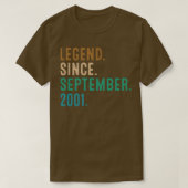 21 Year Old Gift Legend Since September 2001 21st  Tシャツ (デザイン正面)