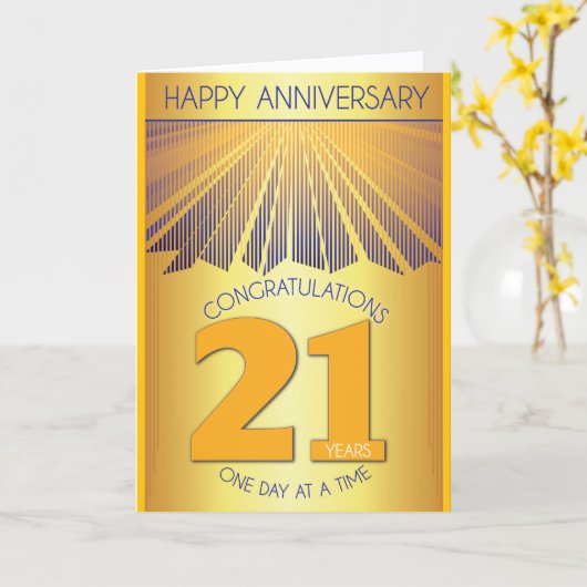 21 Year Sober Anniversary | Golden Ray 12 Step  カード (黄色い花)