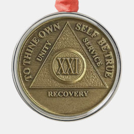 21 Year Sober Anniversary Medallion | Recovery メタルオーナメント