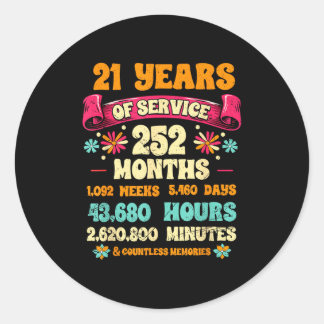21 Years Of Service 21st Year Work Anniversary For ラウンドシール