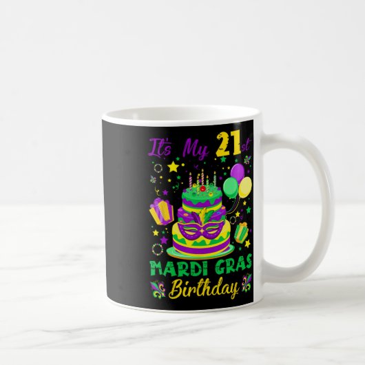 21stおもしろいマルディグラ誕生日キングケーキF コーヒーマグカップ (右)