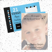 21stがまだ驚くべき青と黒の誕生日の写真 カード
