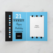 21stがまだ驚くべき青と黒の誕生日の写真 カード (内部)