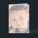 21stがまだ驚くべき青と黒の誕生日の写真 カード<br><div class="desc">21th誕生日の写真グリーティングカード。名前、写真、メッセージ書を追加する。青と黒ハッピーバースデー。あなたはまだ素晴らしい。21今日</div>